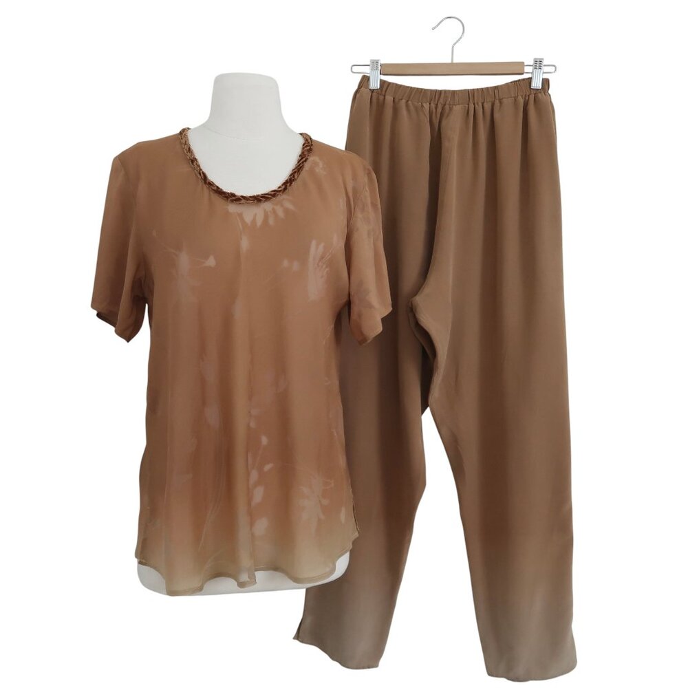 URU Ombre silk top & pants 2 pc set sz 1 S 2 M